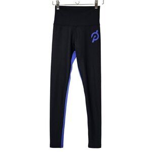 Peloton Show Up Rib Leggings Womens Small Black Purple Full Length Spin Cycling‎